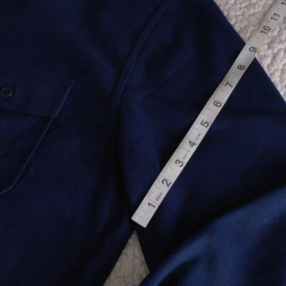 Lands' End Men's Large Tall Fleece Navy Blue Button Down Shirt - Picture 10 of 15